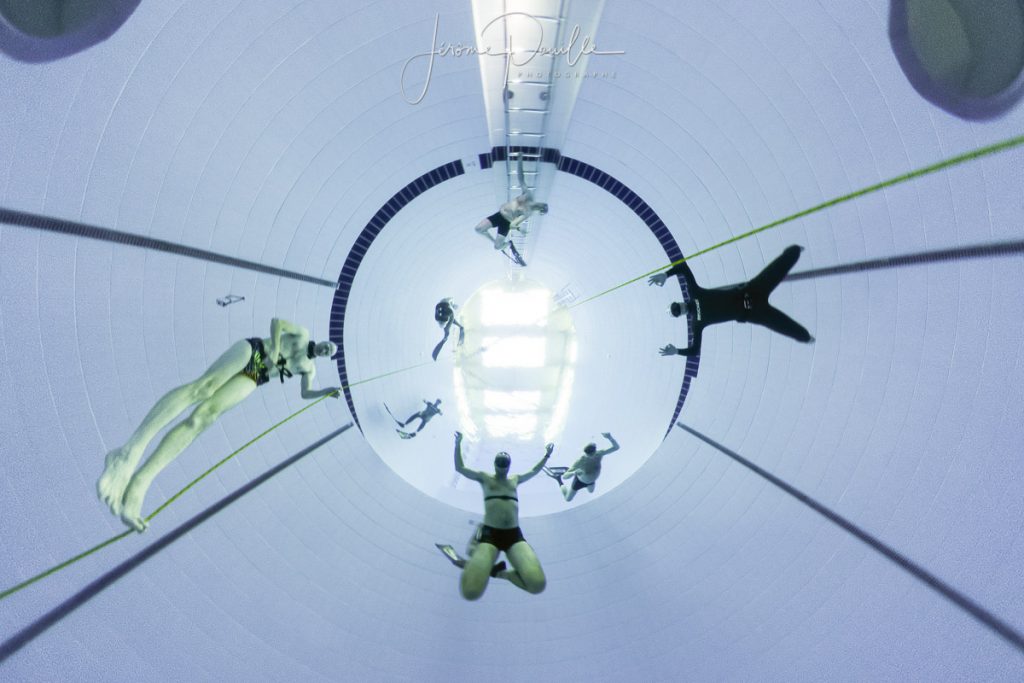 projection stéréographique d'une image 360° faite à -10m dans la fosse de plongée de Dunkerque